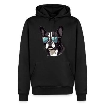Boston Terrier Bostie Dog Breed Pet avec lunettes de soleil - Sweat à capuche Premium bio Homme - noir - Devant - Nico (187cm)