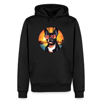 Boston Terrier Bostie Dog Breed Pet avec lunettes de soleil - Sweat à capuche Premium bio Homme - noir - Devant - Nico (187cm)