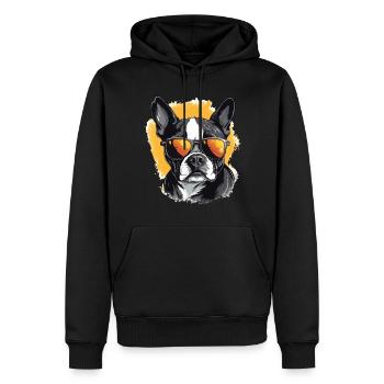 Boston Terrier Bostie Dog Breed Pet avec lunettes de soleil - Sweat à capuche Premium bio Homme - noir - Devant - Nico (187cm)