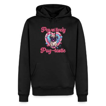 Pug Dog Breed Pet - Pawsitively Pug-tastic - Sweat à capuche Premium bio Homme - noir - Devant - Nico (187cm)