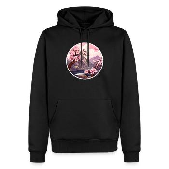 Cerisier en fleurs - Sweat à capuche Premium bio Homme - noir - Devant - Nico (187cm)