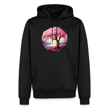 Cerisier en fleurs - Sweat à capuche Premium bio Homme - noir - Devant - Nico (187cm)