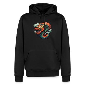 Chinesischer Drache - Männer Premium Bio Hoodie - Schwarz - Vorne - Nico (187cm)