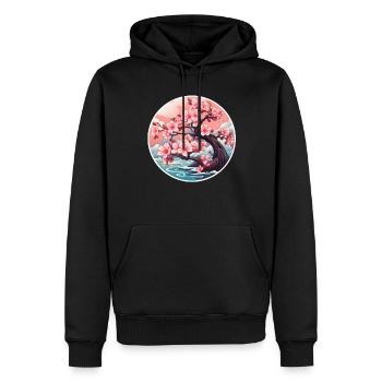 Kirschblütenbaum - Männer Premium Bio Hoodie - Schwarz - Vorne - Nico (187cm)