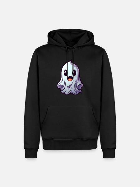 Niedlicher Geist Halloween - Männer Premium Bio Hoodie - Schwarz