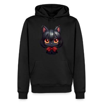 Chat noir Kawaii - Sweat à capuche Premium bio Homme - noir - Devant - Nico (187cm)