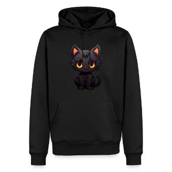 Kawaii Chat Noir - Sweat à capuche Premium bio Homme - noir - Devant - Nico (187cm)
