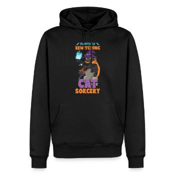 Chat Sorcière Occulte Gothique Noir Satanique - Sweat à capuche Premium bio Homme - noir - Devant - Nico (187cm)
