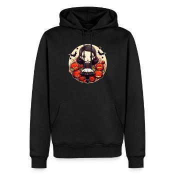Halloween Girl Pumpkin Bat - Men’s Premium Organic Hoodie - black - Front - Nico (187cm)