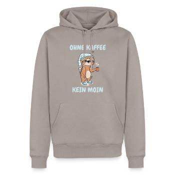 Ohne Kaffee Kein Moin - Faultier - Männer Premium Bio Hoodie - Taupe - Vorne - Nico (187cm)