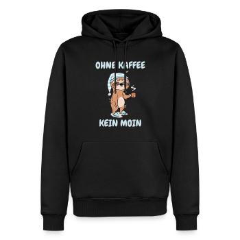 Ohne Kaffee Kein Moin - Faultier - Männer Premium Bio Hoodie - Schwarz - Vorne - Nico (187cm)