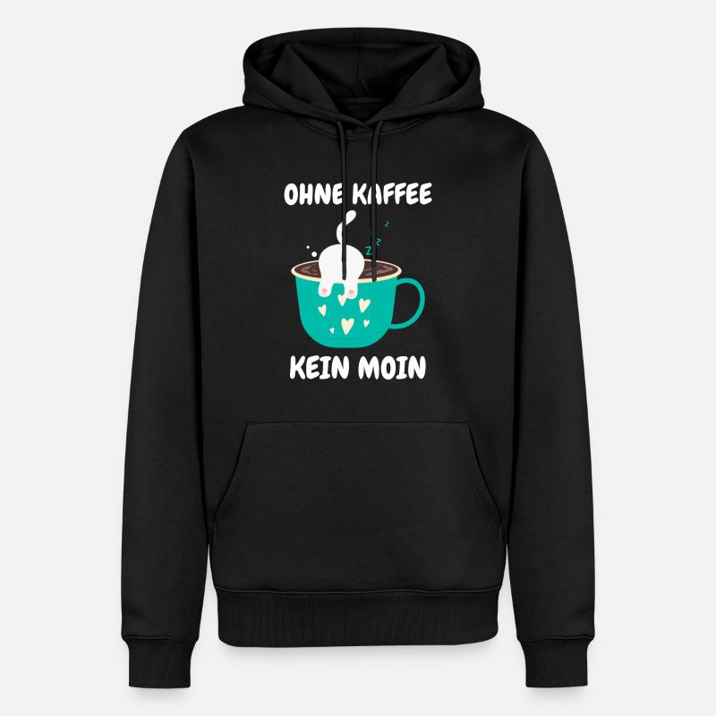 Ohne Kaffee Kein Moin - Katze - Männer Premium Bio Hoodie - Schwarz