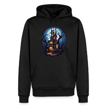 Maison hantée d’Halloween - Sweat à capuche Premium bio Homme - noir - Devant - Nico (187cm)