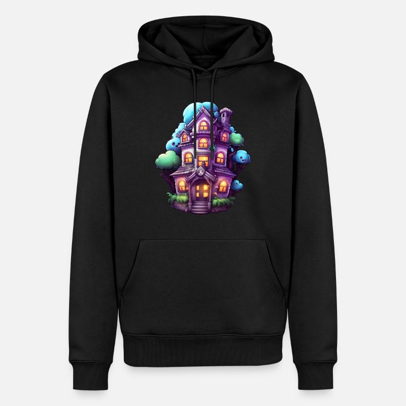 Comic Spukhaus - Männer Premium Bio Hoodie - Schwarz
