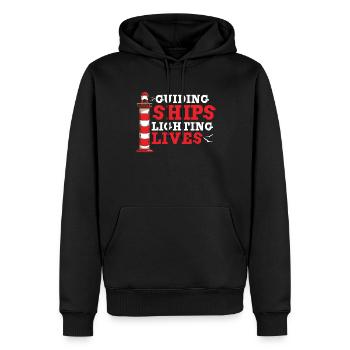 Leuchtturm Meer Nautische Signalturmführung - Männer Premium Bio Hoodie - Schwarz - Vorne - Nico (187cm)