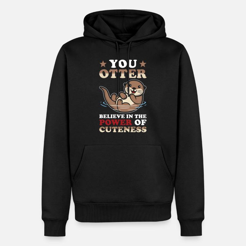 Otter Niedlich - Männer Premium Bio Hoodie - Schwarz