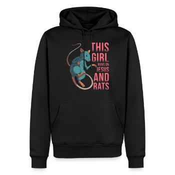 Ratte Dieses Mädchen Läuft Auf Jesus Und Ratten - Männer Premium Bio Hoodie - Schwarz - Vorne - Nico (187cm)