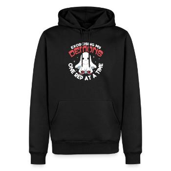 Bodybuilding Powerlifting Gewichtheben Fitness - Männer Premium Bio Hoodie - Schwarz - Vorne - Nico (187cm)
