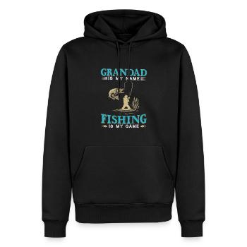 Grandad Is My Name Fishing Is My Game - Men’s Premium Organic Hoodie - black - Front - Nico (187cm)