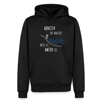Genitiv ins Wasser weil es Dativ ist - Männer Premium Bio Hoodie - Schwarz - Vorne - Nico (187cm)
