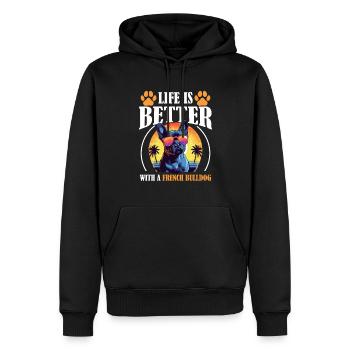La vie d’animal de compagnie de race de chien Frenchie est meilleure avec le français - Sweat à capuche Premium bio Homme - noir - Devant - Nico (187cm)