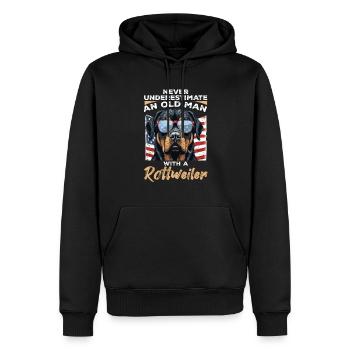 Rottweiler Rottie Dog Pet - Never Underestimate - Men’s Premium Organic Hoodie - black - Front - Nico (187cm)