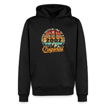 Vintage 2002 Cadeau d’anniversaire - Sweat à capuche Premium bio Homme - noir - Devant - Nico (187cm)