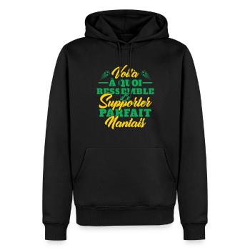 Supporter Nantais Cadeau Foot-ball Club Nantes - Sweat à capuche Premium bio Homme - noir - Devant - Nico (187cm)