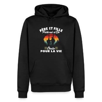 Père Et Fille Partenaires De Chasse Humour Cadeau - Sweat à capuche Premium bio Homme - noir - Devant - Nico (187cm)