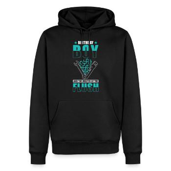 Plombier cadeau d’anniversaire - Sweat à capuche Premium bio Homme - noir - Devant - Nico (187cm)