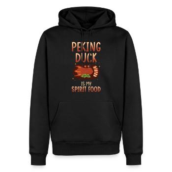 Peking-Ente ist meine Leibspeise - Männer Premium Bio Hoodie - Schwarz - Vorne - Nico (187cm)