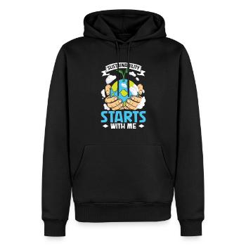 Changement climatique Environnement Jour de la Terre Planète - Sweat à capuche Premium bio Homme - noir - Devant - Nico (187cm)