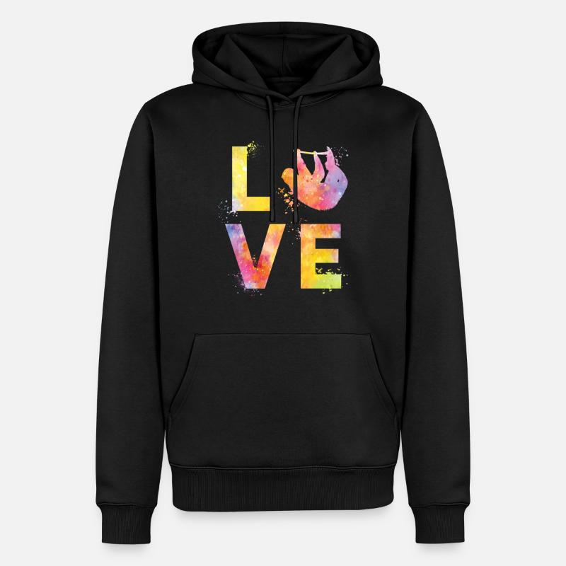 Faultier liebe - Männer Premium Bio Hoodie - Schwarz