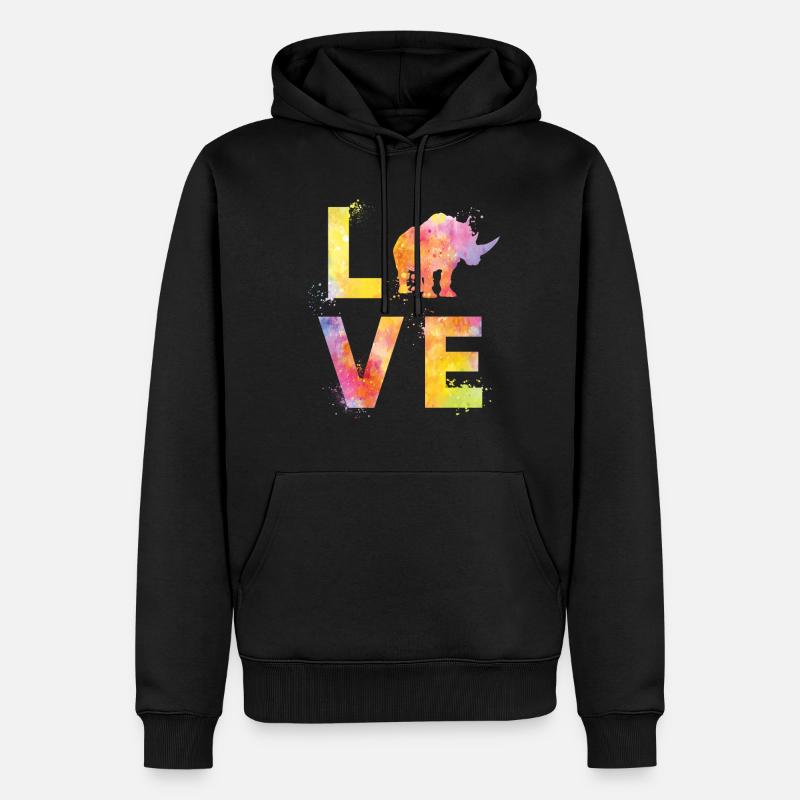 L’amour du rhinocéros - Sweat à capuche Premium bio Homme - noir