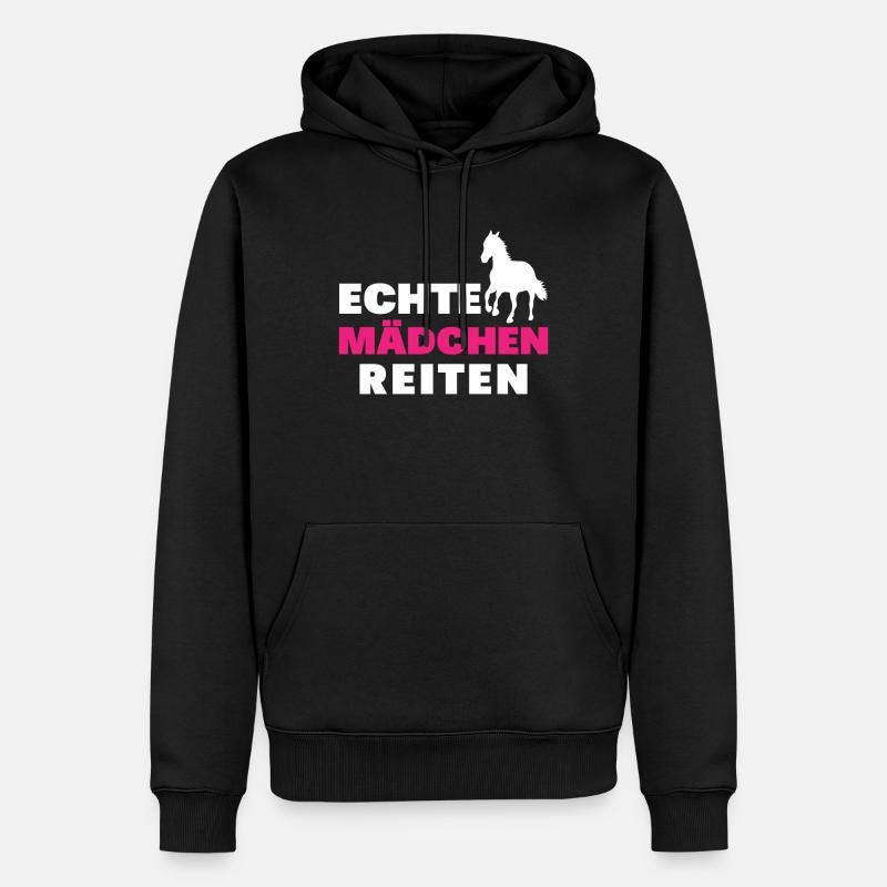 Echte mädchen reiten - Männer Premium Bio Hoodie - Schwarz