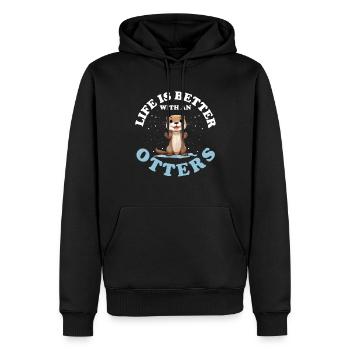 Otter Animal Kids & Adult - Männer Premium Bio Hoodie - Schwarz - Vorne - Nico (187cm)