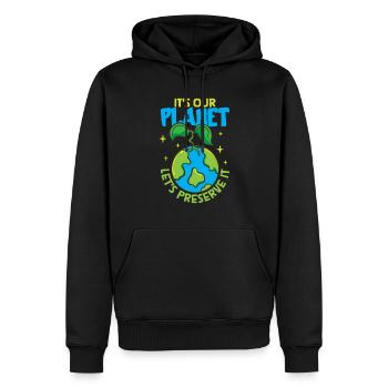 Changement climatique Environnement Jour de la Terre Planète - Sweat à capuche Premium bio Homme - noir - Devant - Nico (187cm)