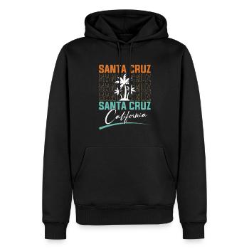 Santa Cruz California Sonnenuntergang 70er 80er - Männer Premium Bio Hoodie - Schwarz - Vorne - Nico (187cm)