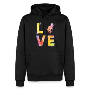 Les chevaux aiment - Sweat à capuche Premium bio Homme - noir - Devant - Nico (187cm)