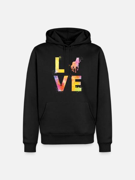 Les chevaux aiment - Sweat à capuche Premium bio Homme - noir