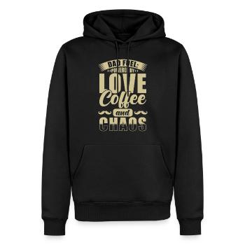 Père Papa poussé par l’amour - Sweat à capuche Premium bio Homme - noir - Devant - Nico (187cm)