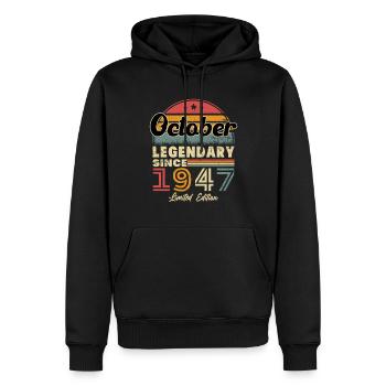 Cadeau D'anniversaire Octobre 1947 Vintage - Sweat à capuche Premium bio Homme - noir - Devant - Nico (187cm)