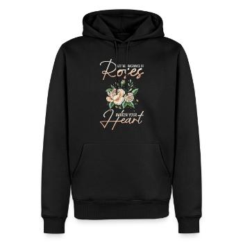 pétales de rose roses arôme de roseraie parfum de rose - Sweat à capuche Premium bio Homme - noir - Devant - Nico (187cm)