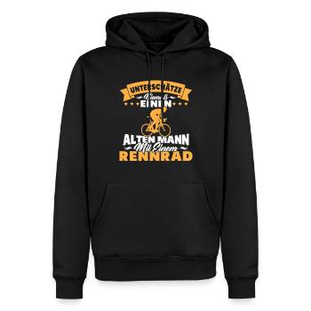 Alten mann mit einem Rennrad - Männer Premium Bio Hoodie - Schwarz - Vorne - Nico (187cm)