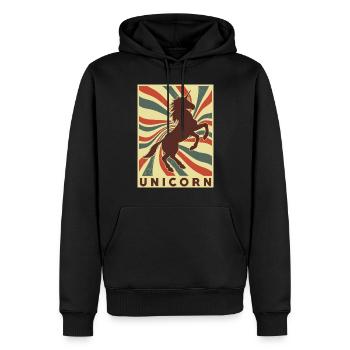 Licorne Rétro Vintage - Sweat à capuche Premium bio Homme - noir - Devant - Nico (187cm)