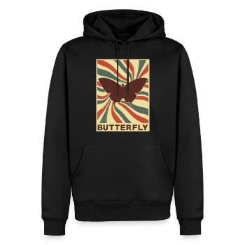 Schmetterling Retro Vintage - Männer Premium Bio Hoodie - Schwarz - Vorne - Nico (187cm)