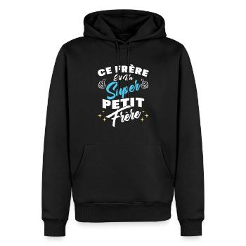 ce frère est un super petit frère - Sweat à capuche Premium bio Homme - noir - Devant - Nico (187cm)