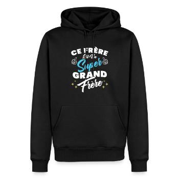 ce frère est un super grand frère - Sweat à capuche Premium bio Homme - noir - Devant - Nico (187cm)