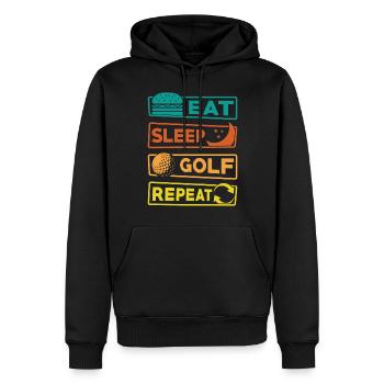 Eat Sleep Golf Repeat Golfer Golfen Geschenk - Männer Premium Bio Hoodie - Schwarz - Vorne - Nico (187cm)