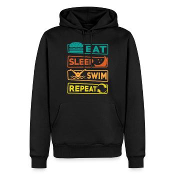 Manger Dormir Nager Répéter - Sweat à capuche Premium bio Homme - noir - Devant - Nico (187cm)